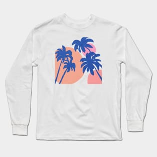 Blue palm trees summer time Long Sleeve T-Shirt